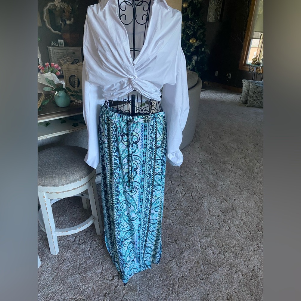 Blue Paisley Maxi Skirt